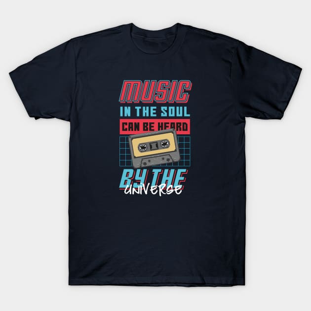 Music In The Soul Can Be Heard By The Universe Cassette Tape Pixel Art T-Shirt by Rebus28